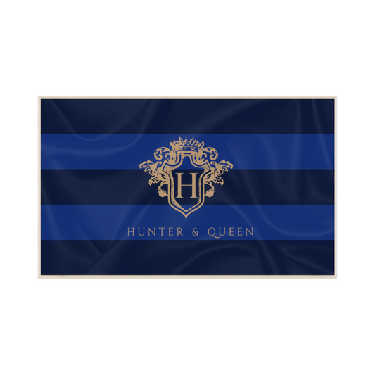 navy and black striped picnic blanket