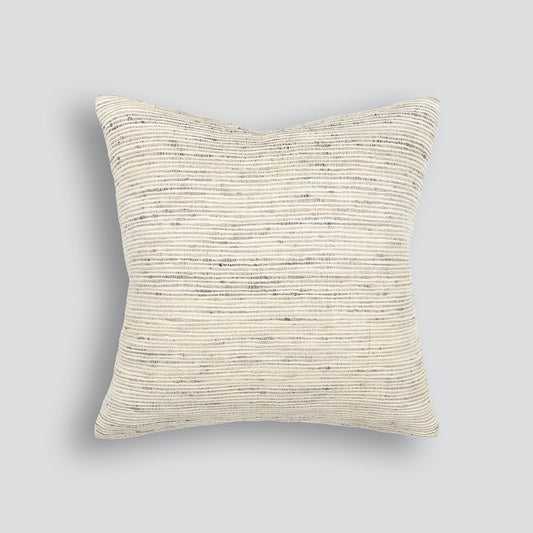 silk and cotton textured blend square cushion in a plain beige