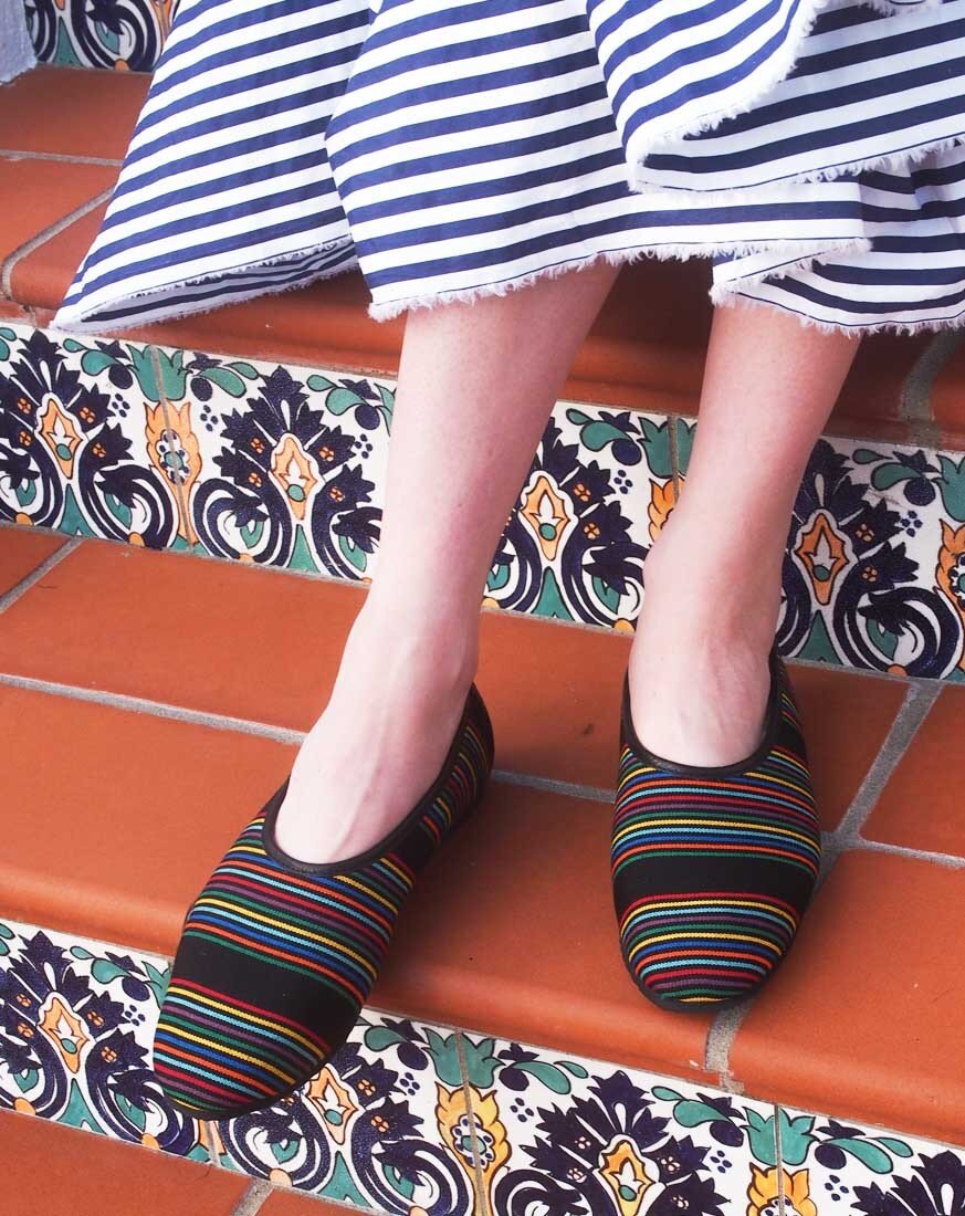 Classic Ballet Slippers - Liquorice Stripe Fabric
