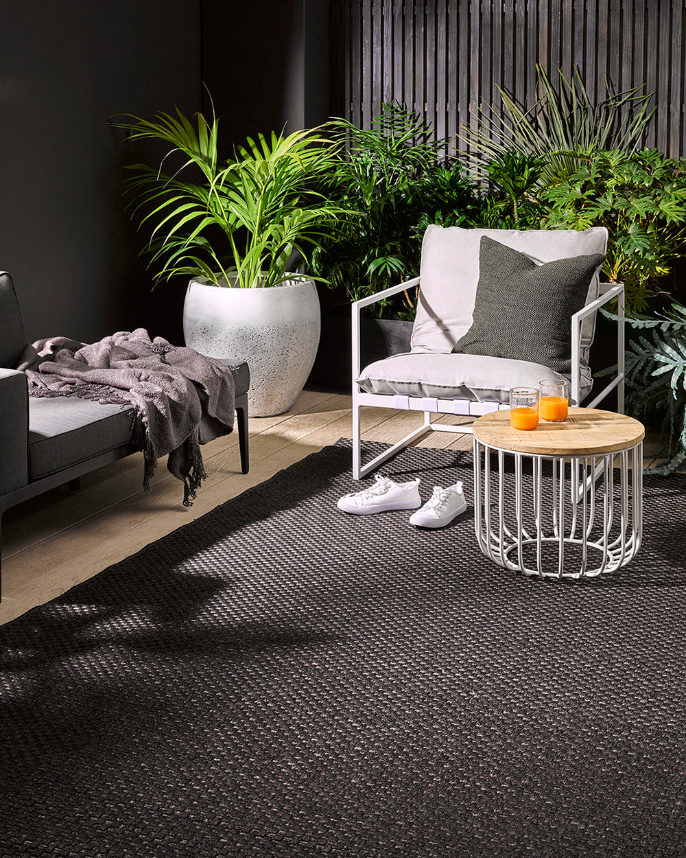 Flax Floor Outdoor Rug Charcoal - 200x290cm
