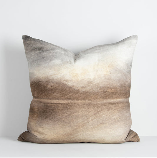 brown and slate blue abstract pattern cushion