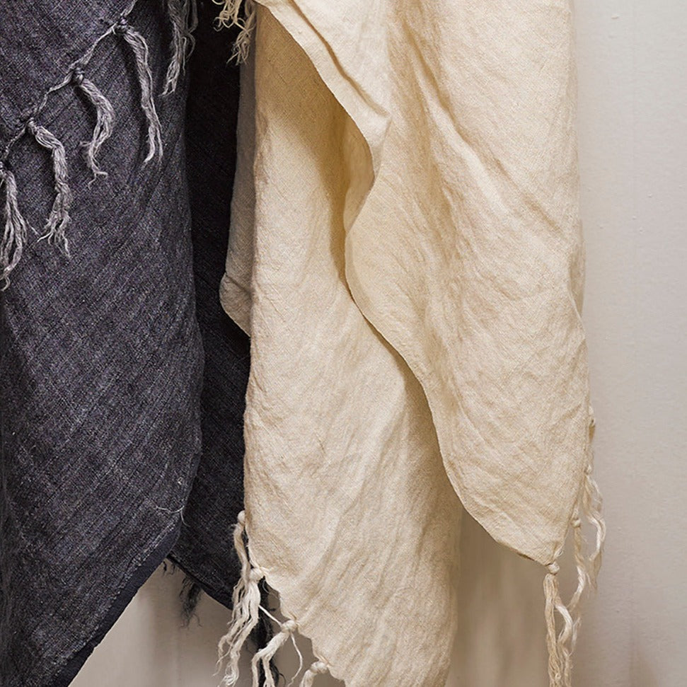 Indira Linen Throw - French Navy