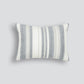 Striped Jackman cushion in a rectangle style with greys, blues and white vertical stripes