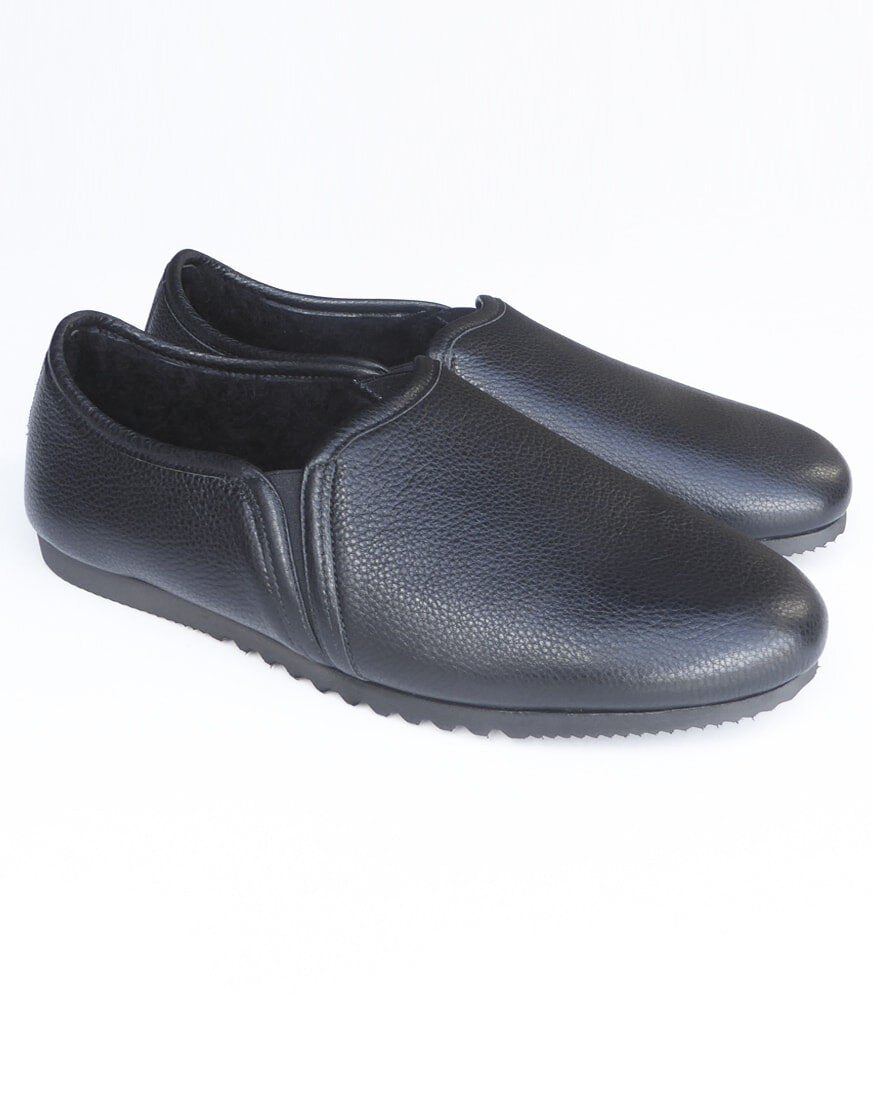 Men's Black Leather Slipper