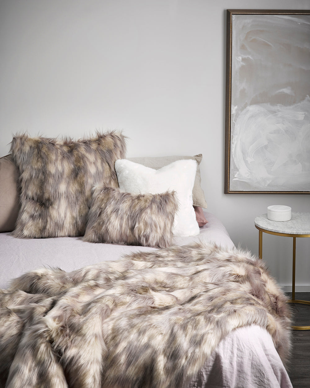 Luxury Imitation Fur Cushion - Mountain Hare