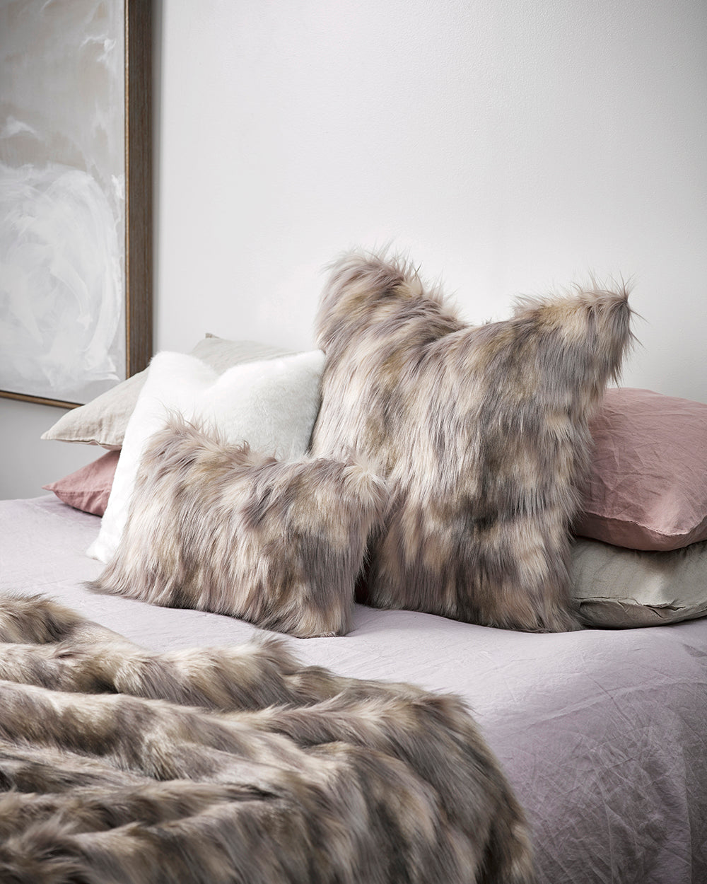 Luxury Imitation Fur Cushion - Mountain Hare