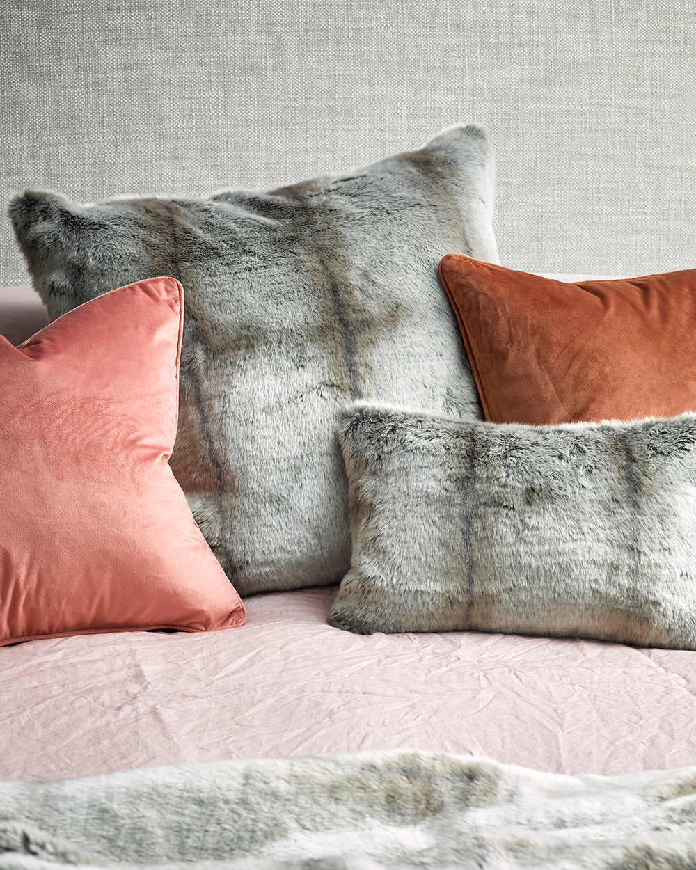 Luxury Imitation Fur Cushion - Silver Marten