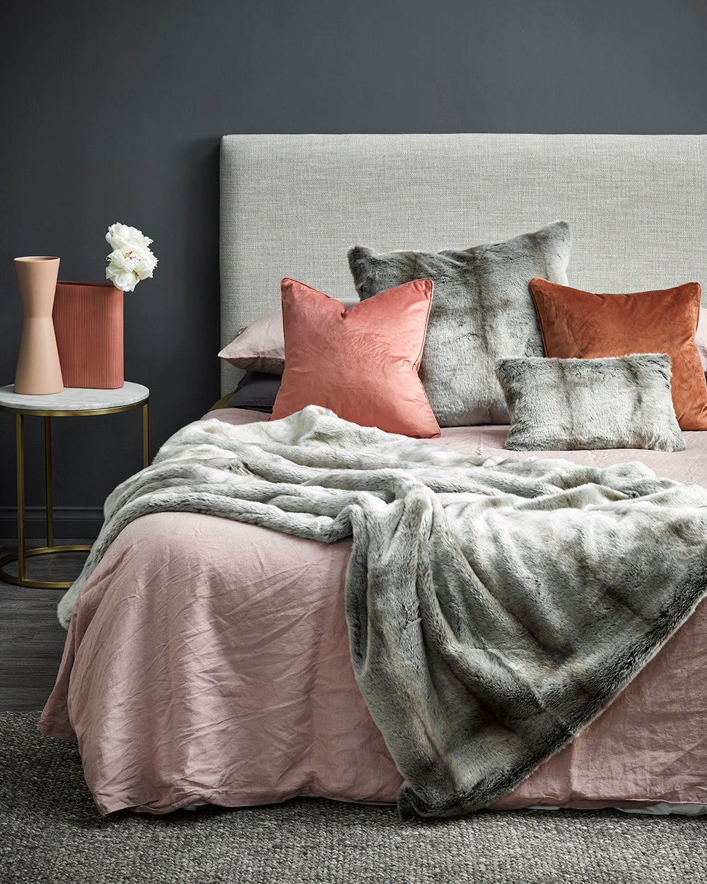 Luxury Imitation Fur Cushion - Silver Marten