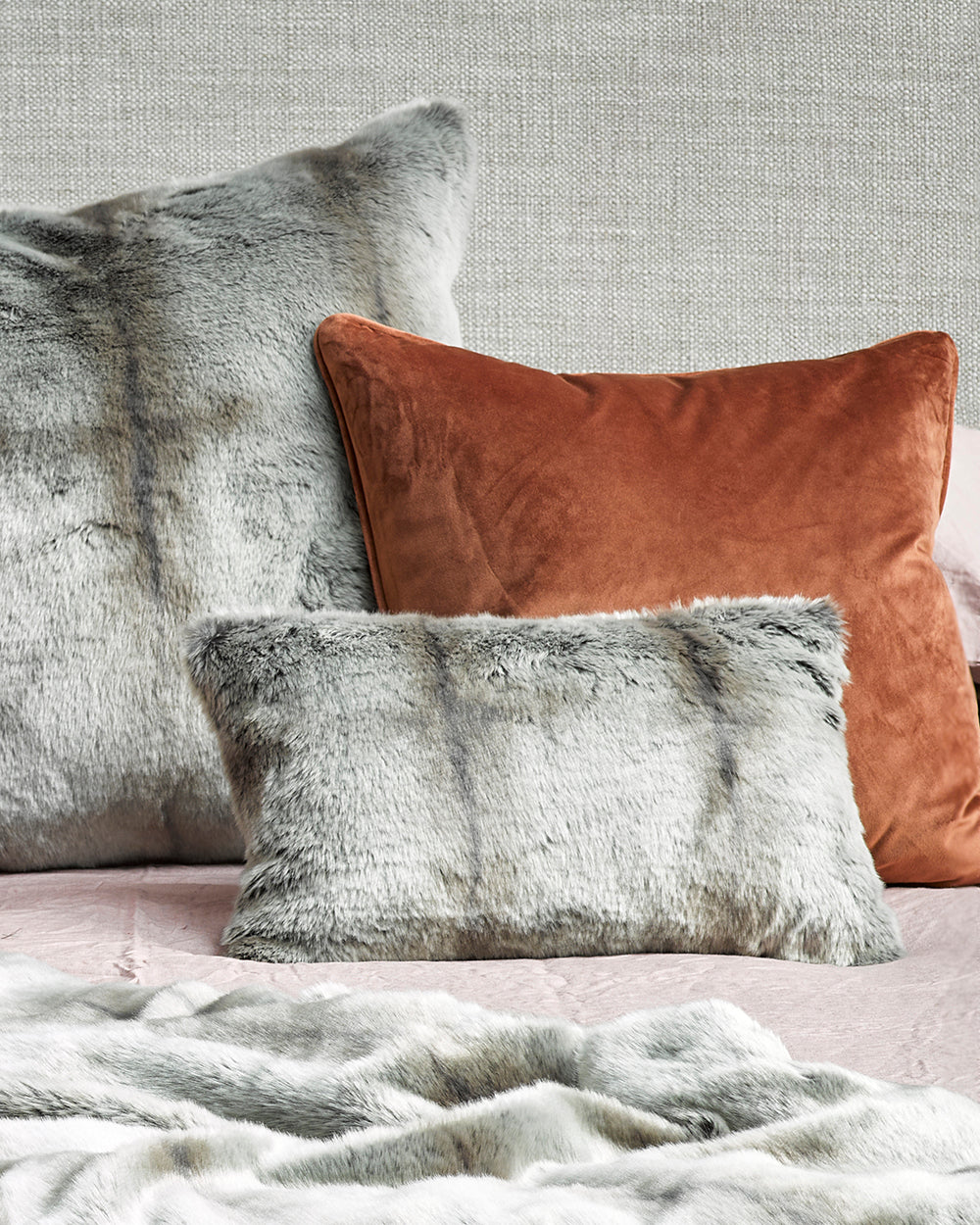 Luxury Imitation Fur Cushion - Silver Marten