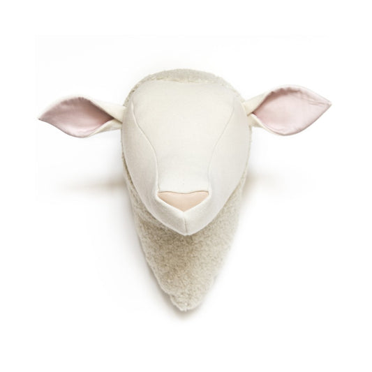Softheads upholstered white faux sheep head