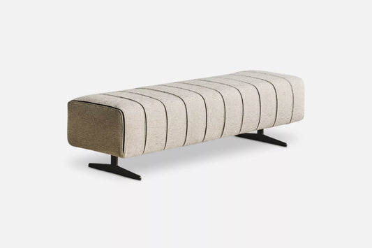 Modern bench with striped pattern on a white background