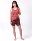 Bamboo singlet pyjama shorts in Rasin (rust)