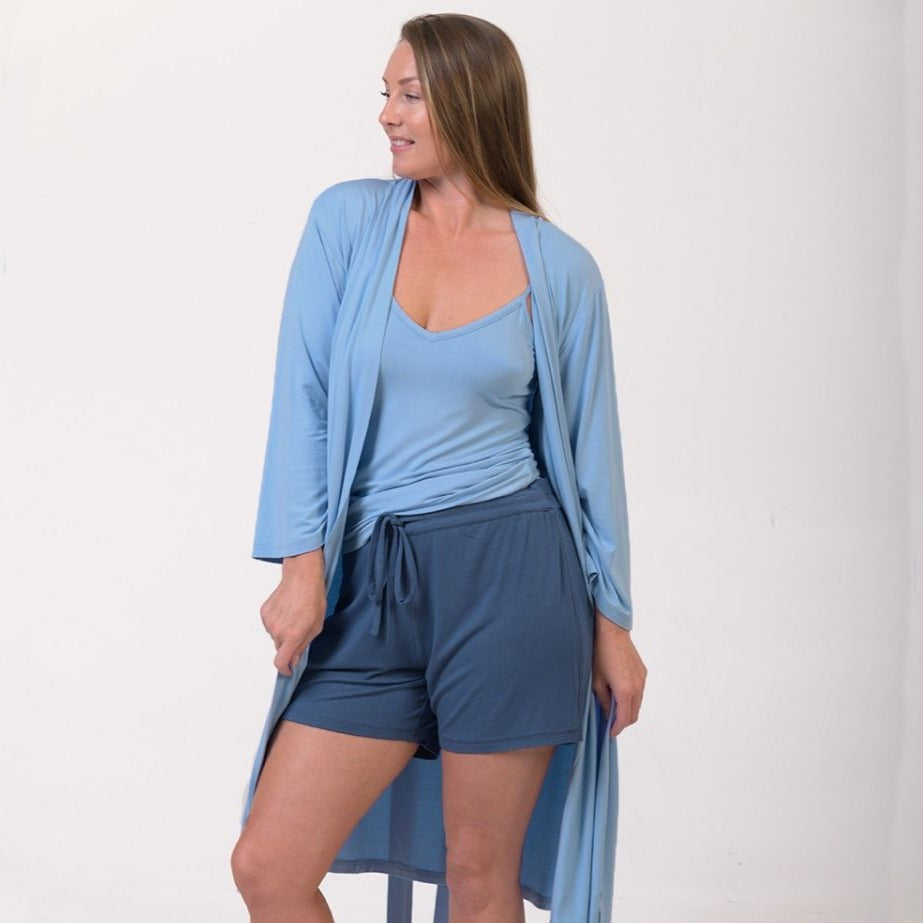 Bamboo robe dressing gown in blue