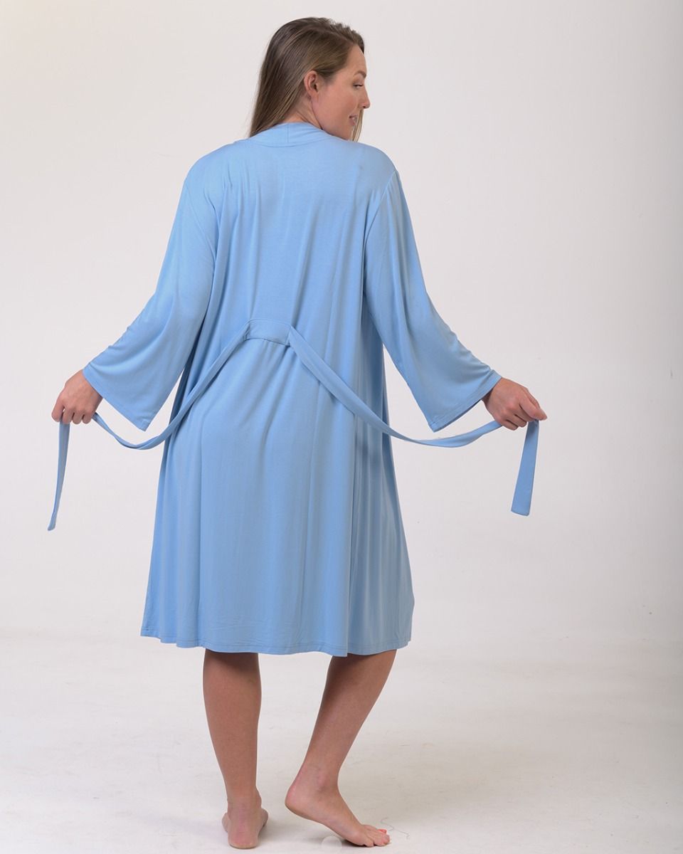 Bamboo robe dressing gown in blue