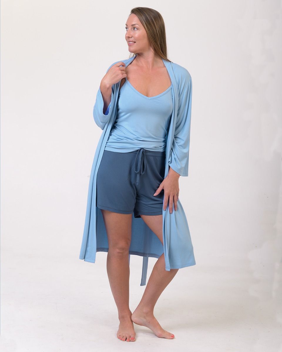 Bamboo robe dressing gown in blue