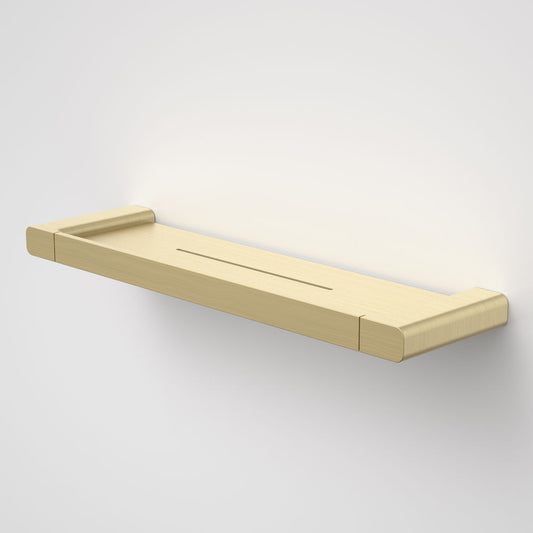 Caroma Luna metal bathroom shelf in Brushed Brass, Caroma bathroom acceessories