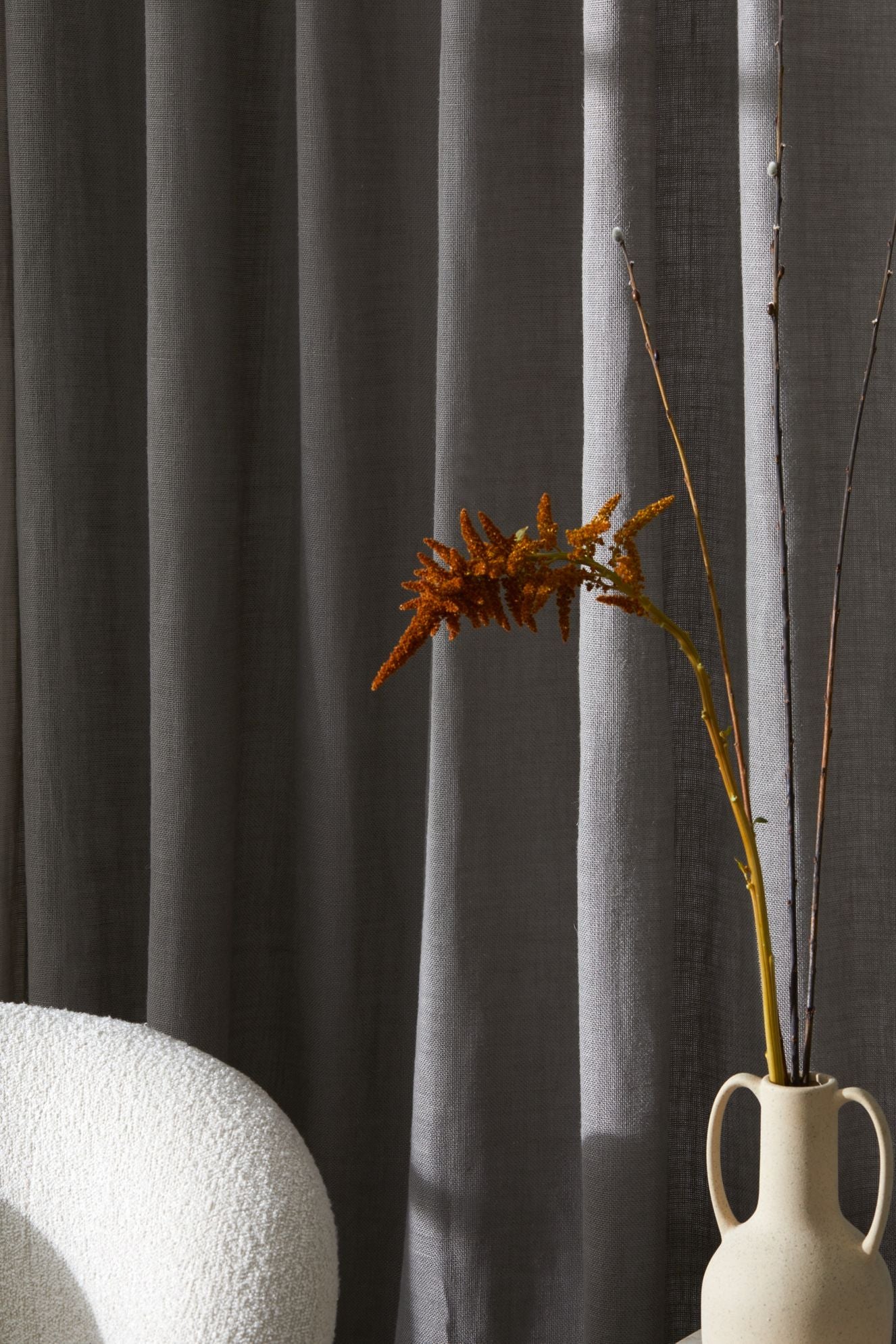 Boracay plain linen fabric curtains grey
