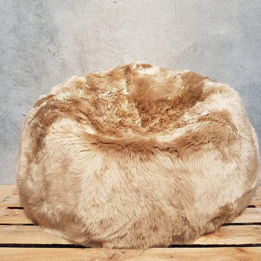 New Zealand Long Wool sheepskin bean bag in Butterscotch