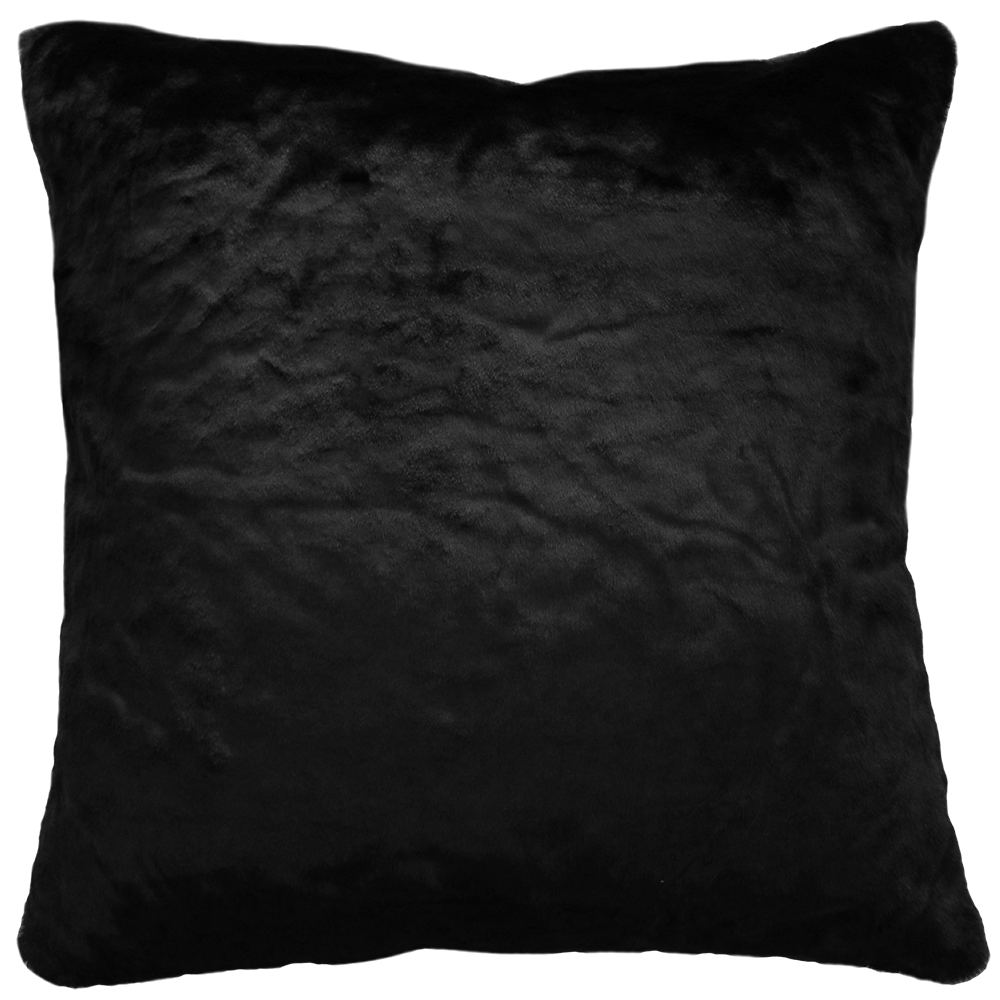 Luxury faux fur Black Panther cushion in black skin from Heirloom. These are the best fake fur throws, super soft for NZ interior design