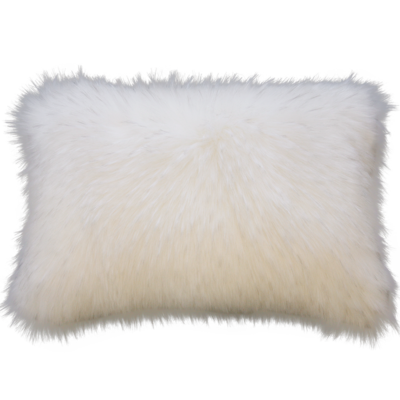 Luxury faux fur Norwegian Fox cushion in pure white from Heirloom. These are the best fake fur throws, super soft for NZ interior design
