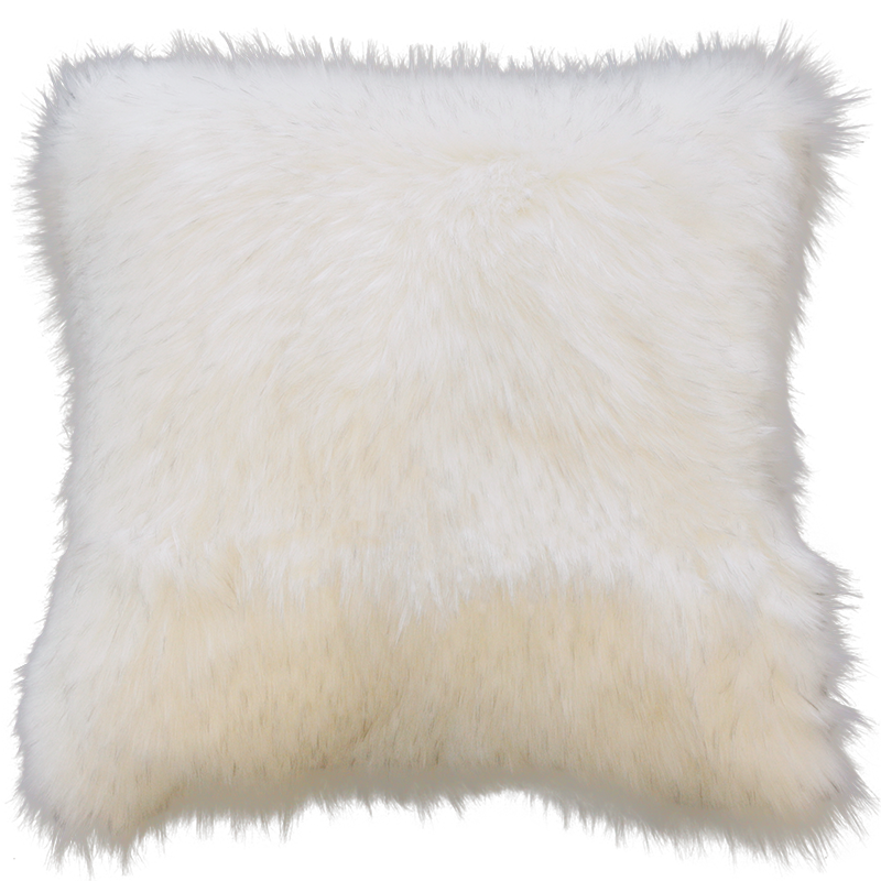 Luxury faux fur Norwegian Fox cushion in pure white from Heirloom. These are the best fake fur throws, super soft for NZ interior design