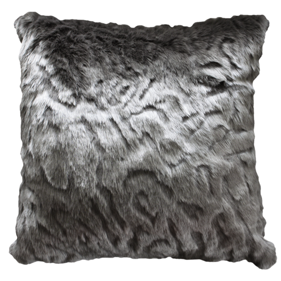 Imitation faux fur cushion in Pewter Chinchilla