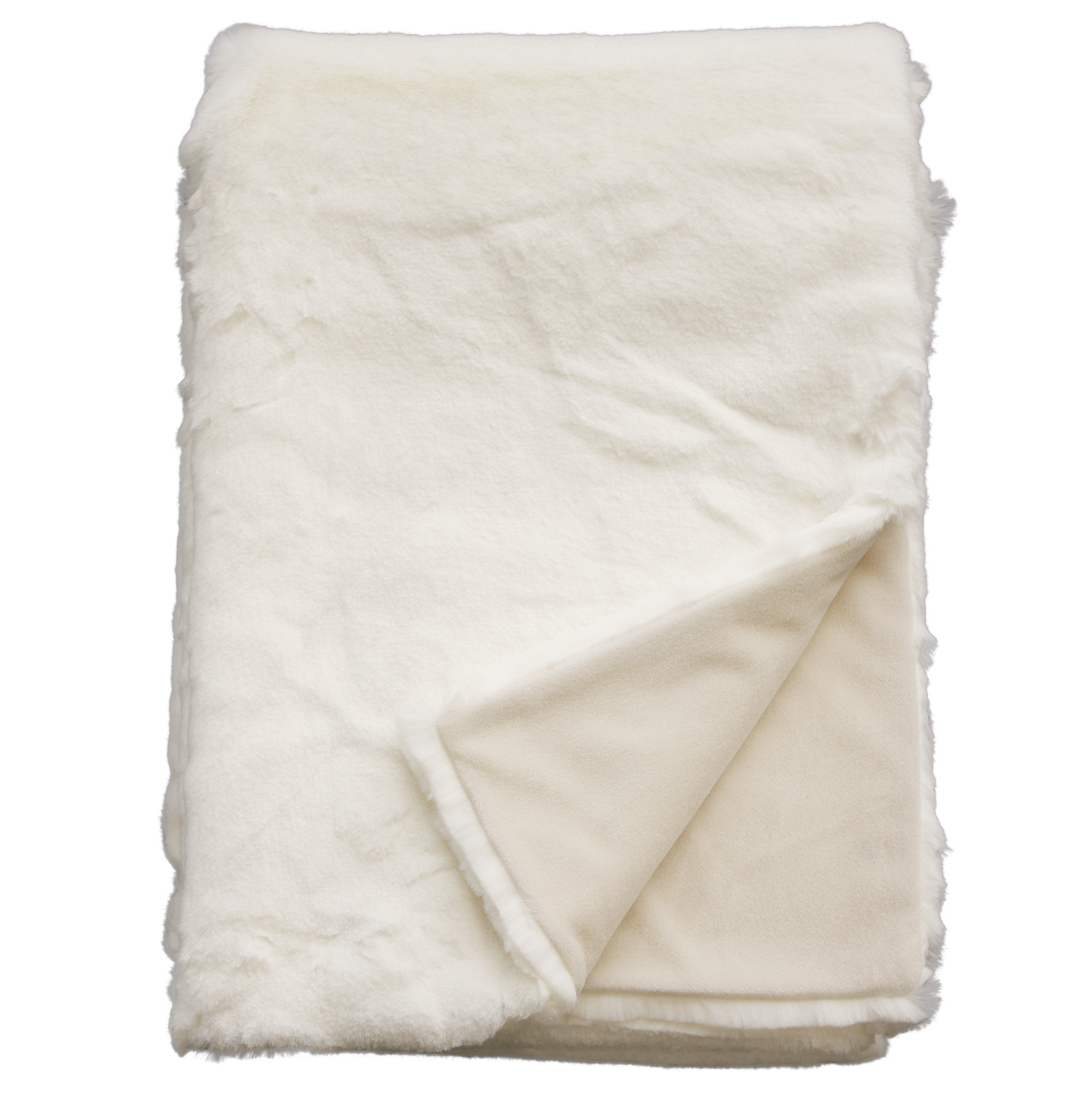Luxury imitation fur throw, white polar bear with matching cushions
