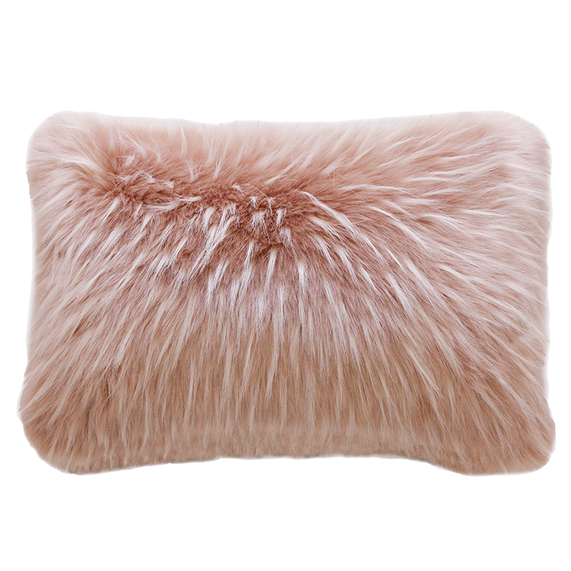 Luxury faux fur throw Peony Plume in pale pink from Heirloom. These are the best fake fur throws, super soft for NZ interior design