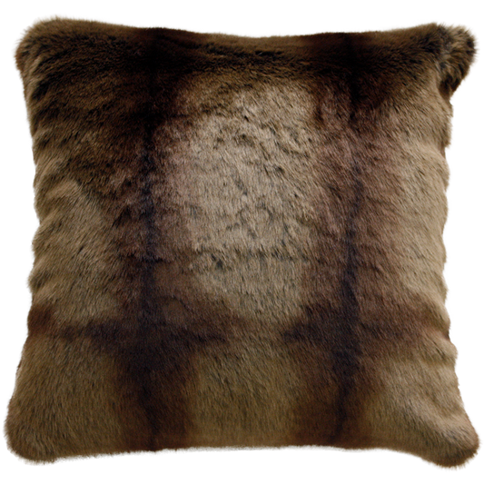 Luxury faux fur cushion in cream and brown, red lemur from Heirloom. These are the best fake fur throws, super soft for NZ interior design