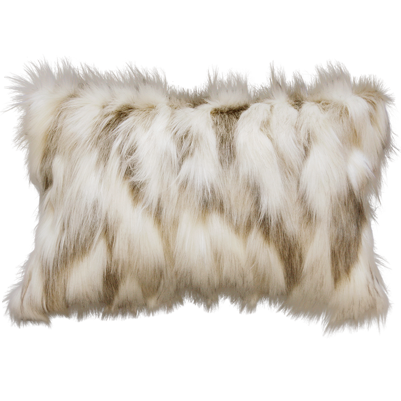 Luxury faux fur cushion in cream and brown from Heirloom. These are the best fake fur throws, super soft for NZ interior design