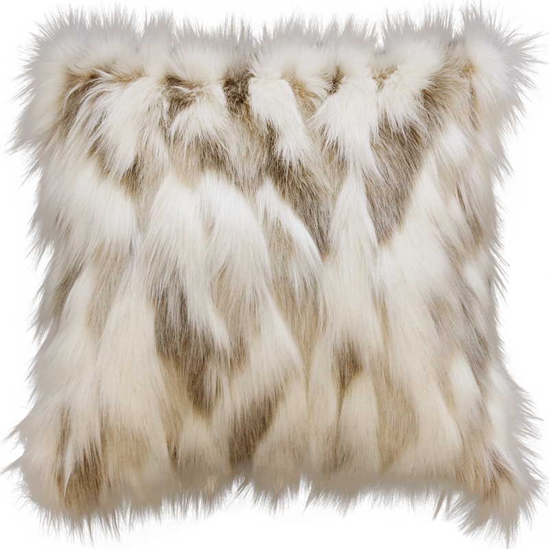 Luxury faux fur throw in cream and brown from Heirloom. These are the best fake fur throws and cushions, super soft for NZ interior design. Snowhare.