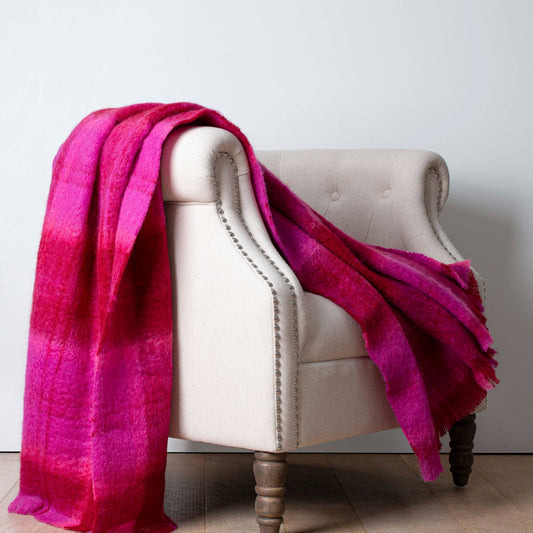 Soft Mohair luxury throws from Glamorous Goat. Mohair throw in Cromwell Cherry available at My Sanctuary