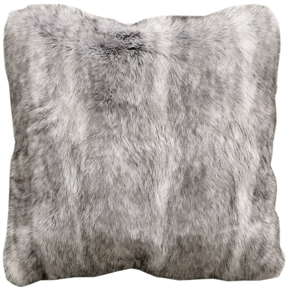 Imitation faux fur cushion in Grey Coyote.
