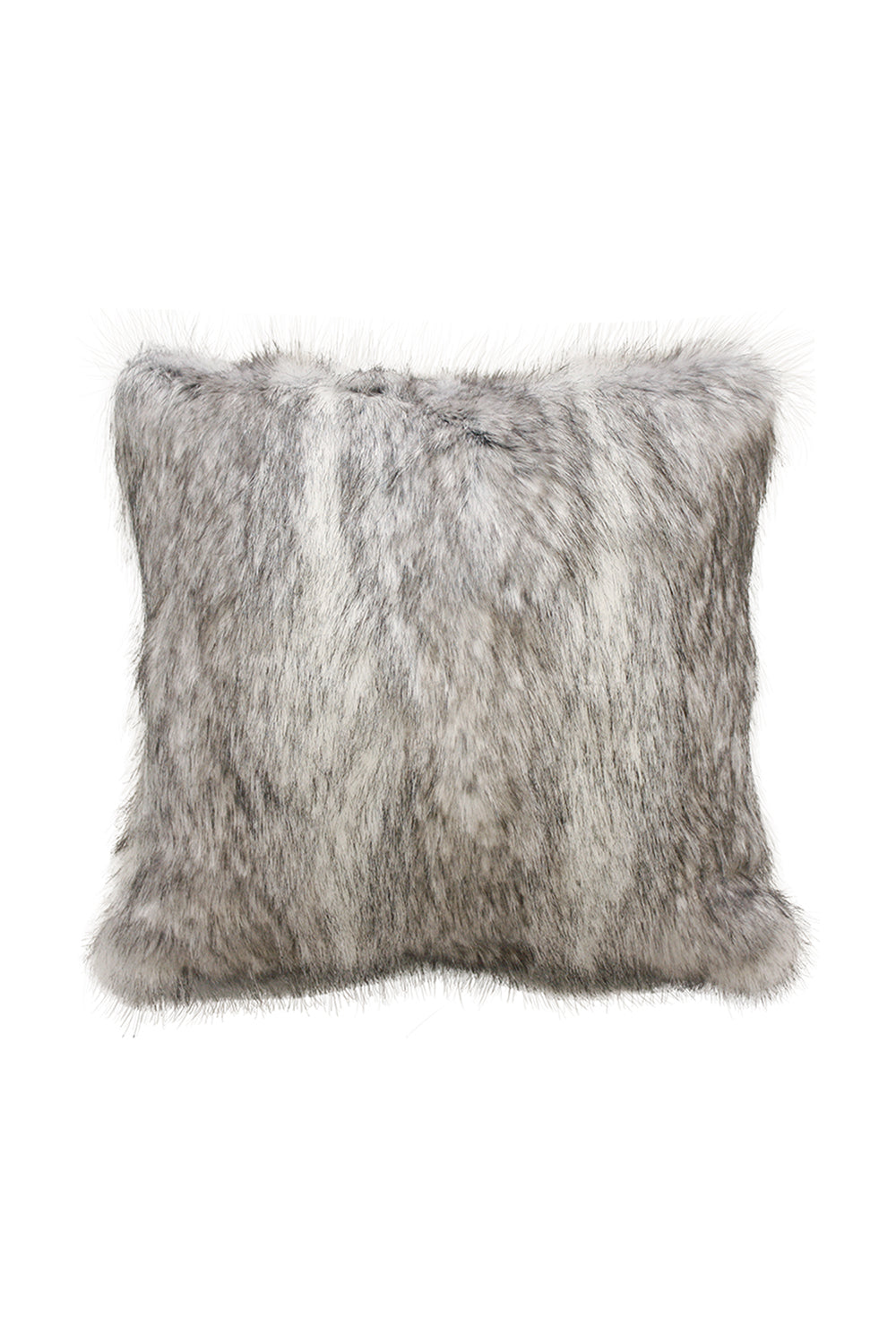 Imitation faux fur cushion in Grey Coyote.