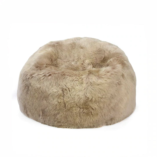 New Zealand long wool sheepskin bean bag in Oatmeal