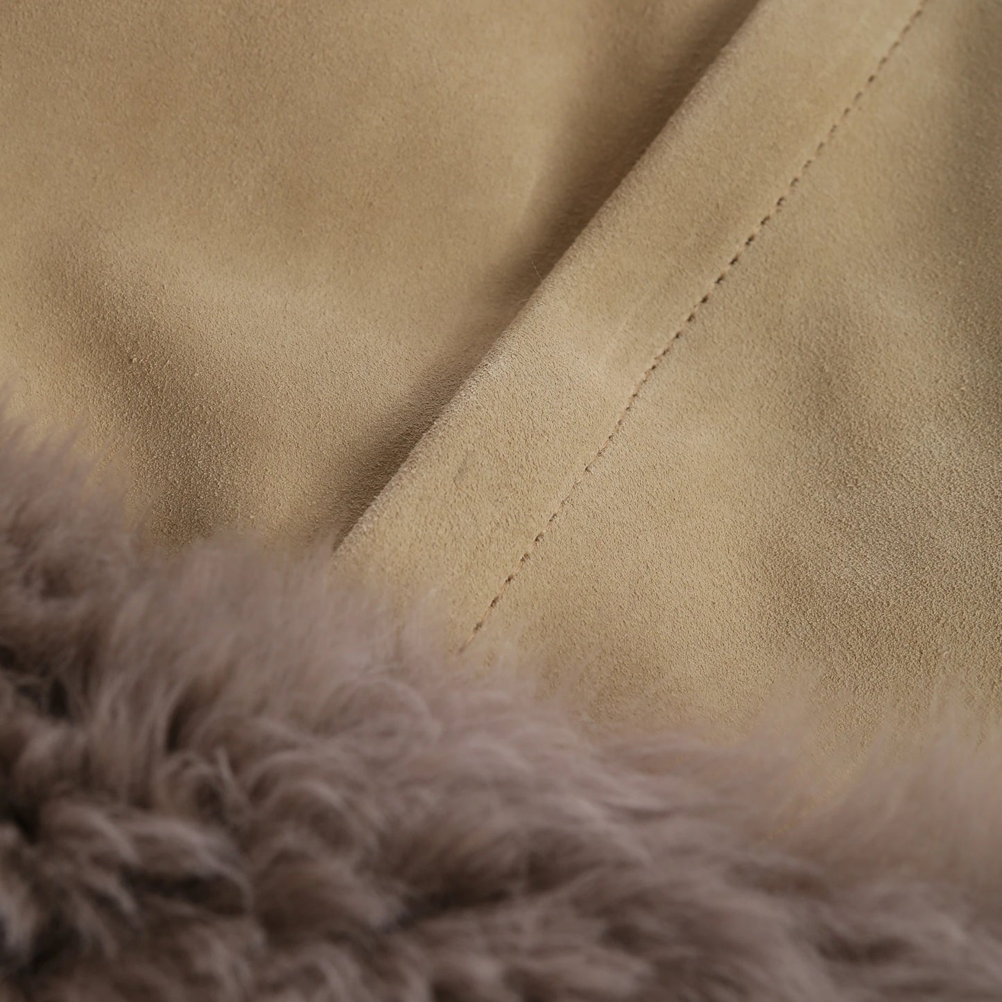 New Zealand long wool sheepskin bean bag in Vole underneath