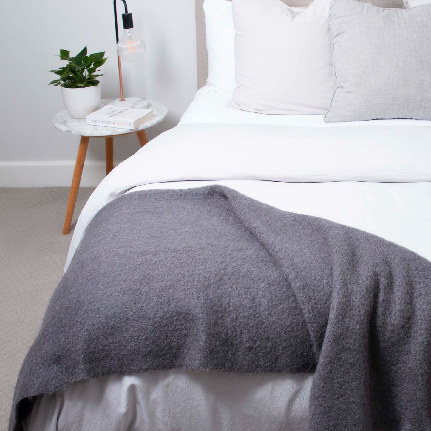 Soft Mohair luxury throws from Glamorous Goat. Mohair throw in Charcoal available at My Sanctuary