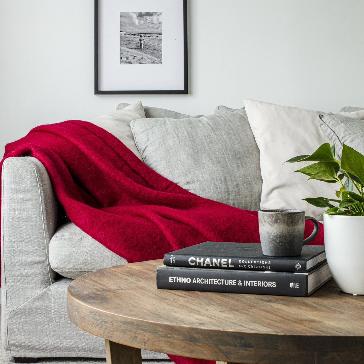 Soft Mohair luxury throws from Glamorous Goat in Pinot Noir red. Angora kid mohair throws available at My Sanctuary