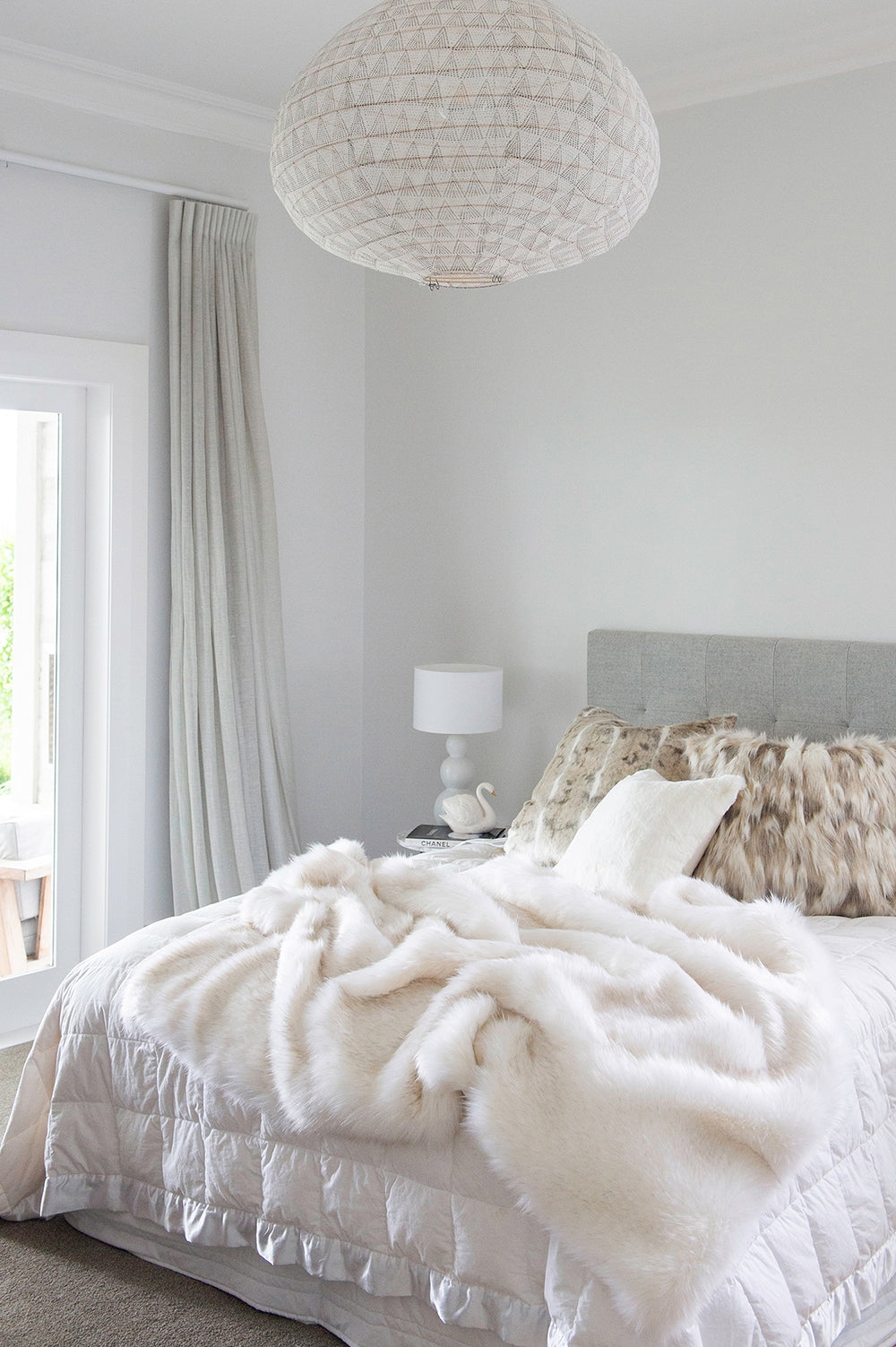 Imitation faux fur cushion in Mountain Rabbit