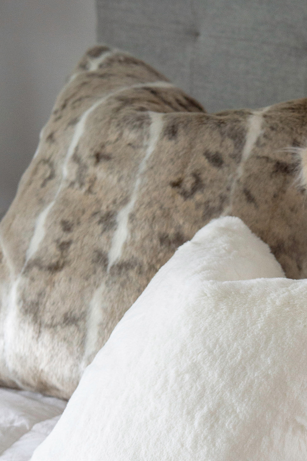 Imitation faux fur cushion in Mountain Rabbit