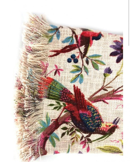Paradise pearl cotton throw in bird of paradise pattern