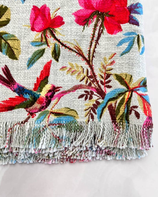 paradise throw in dew, bird of paradise cotton throw