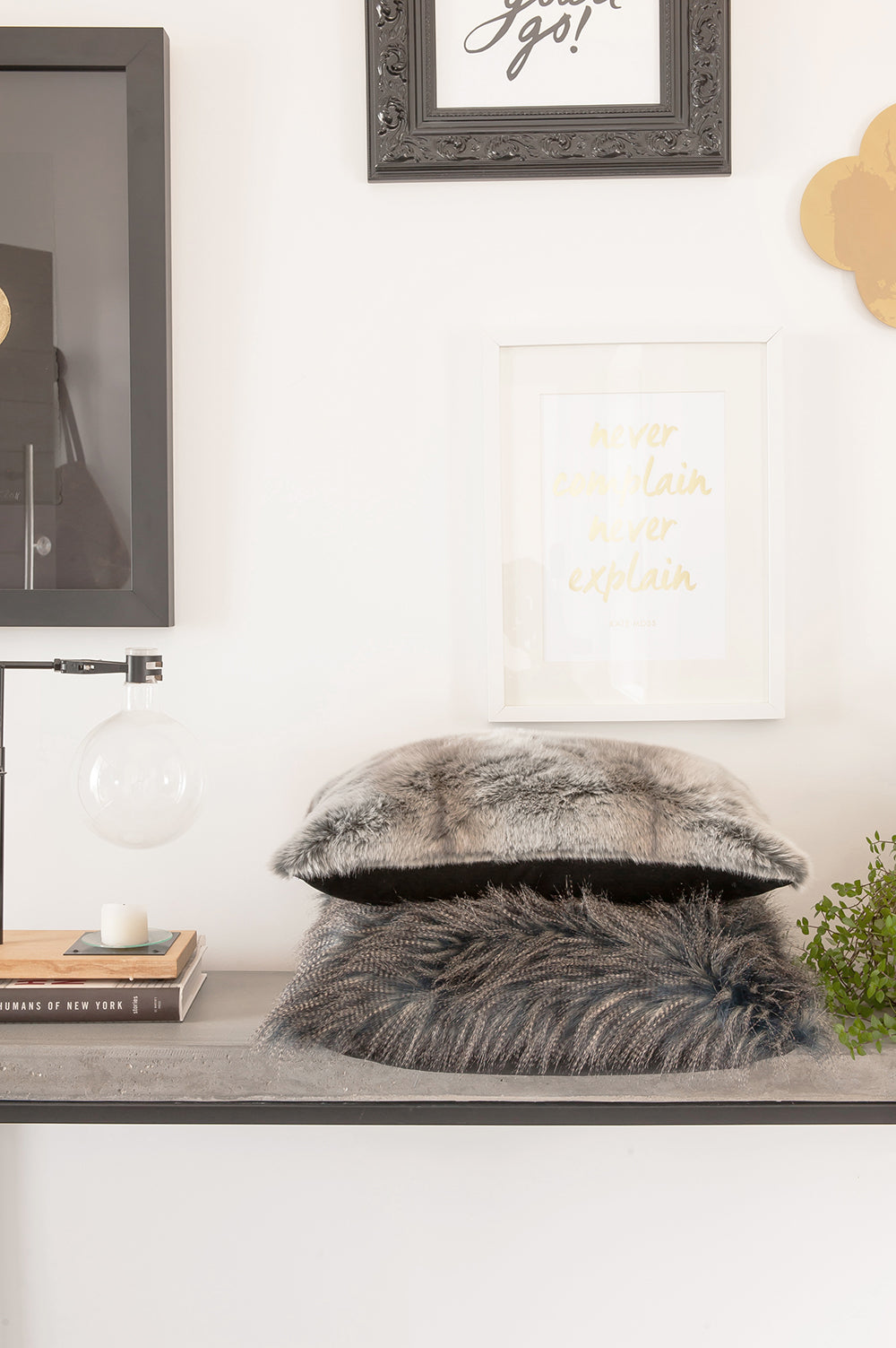 Luxury Imitation Fur Cushion - Silver Marten