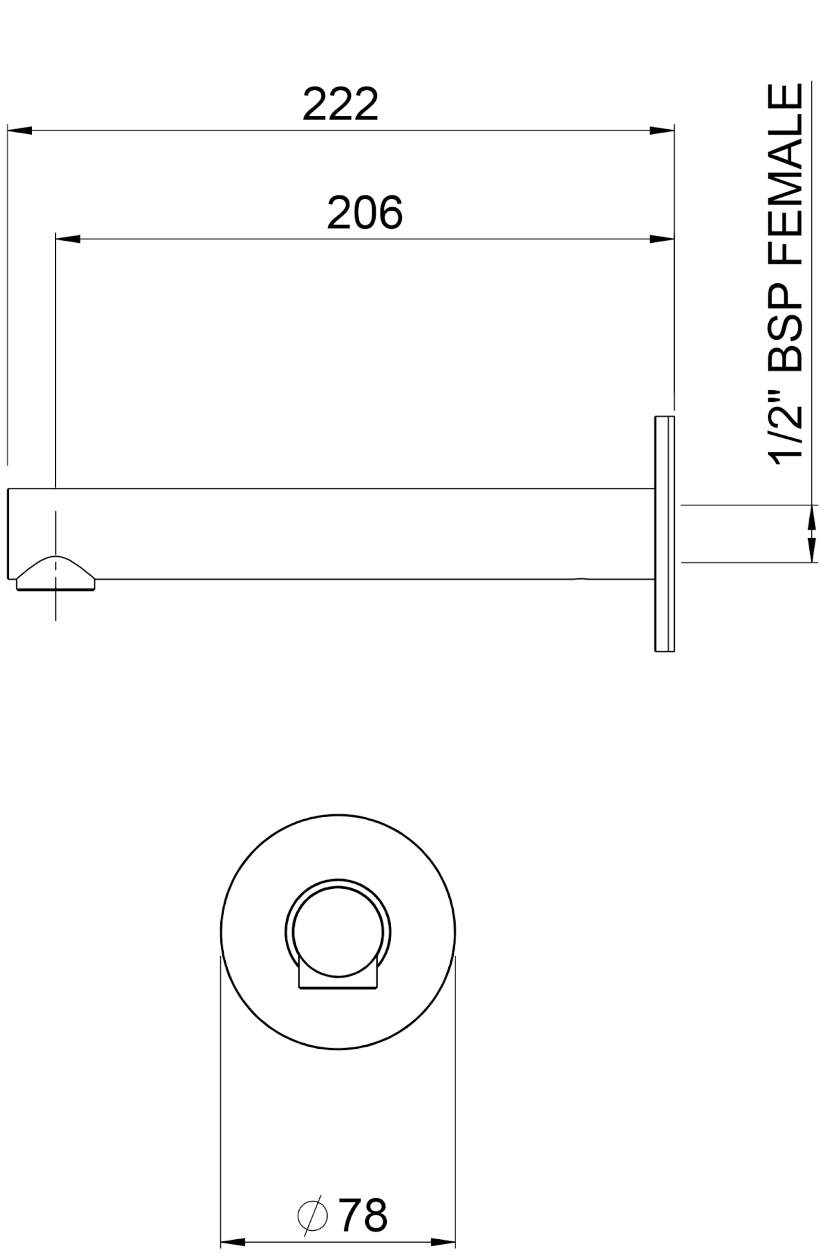 Methven Turoa Wall Mounted Bath Spout Brushed Gold