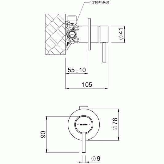 Methven Turoa Shower Mixer in Brushed Gold Measurements TUHPSGD for spa like bathrooms