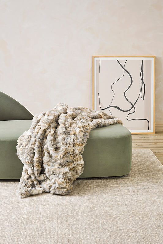 Luxury Imitation Faux Fur throw in Vintage Squirrel Grey by Furtex Heirloom