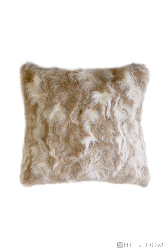 Luxury imitation faux fur throw in Vintage Squirrel Fawn, brown and cream