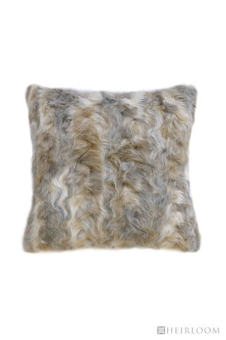 Luxury imitation faux fur throw in Vintage Squirrel Grey, brown and cream