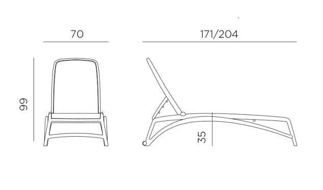 Atlantico sunl ounger specs, Nardi outdoor furniture