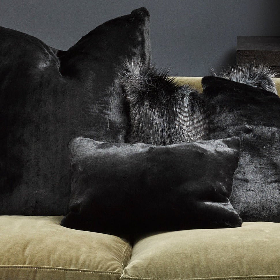 Luxury Imitation Fur Cushion Black Panther My Sanctuary NZ